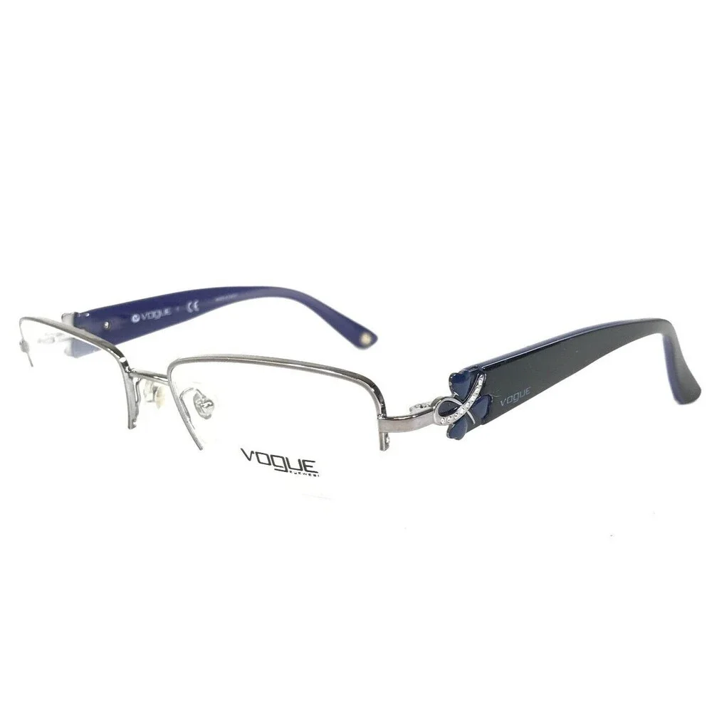 Vogue Eyeglasses Frames VO3779-B 548 Blue Silver Bows Crystals 51-17-135
